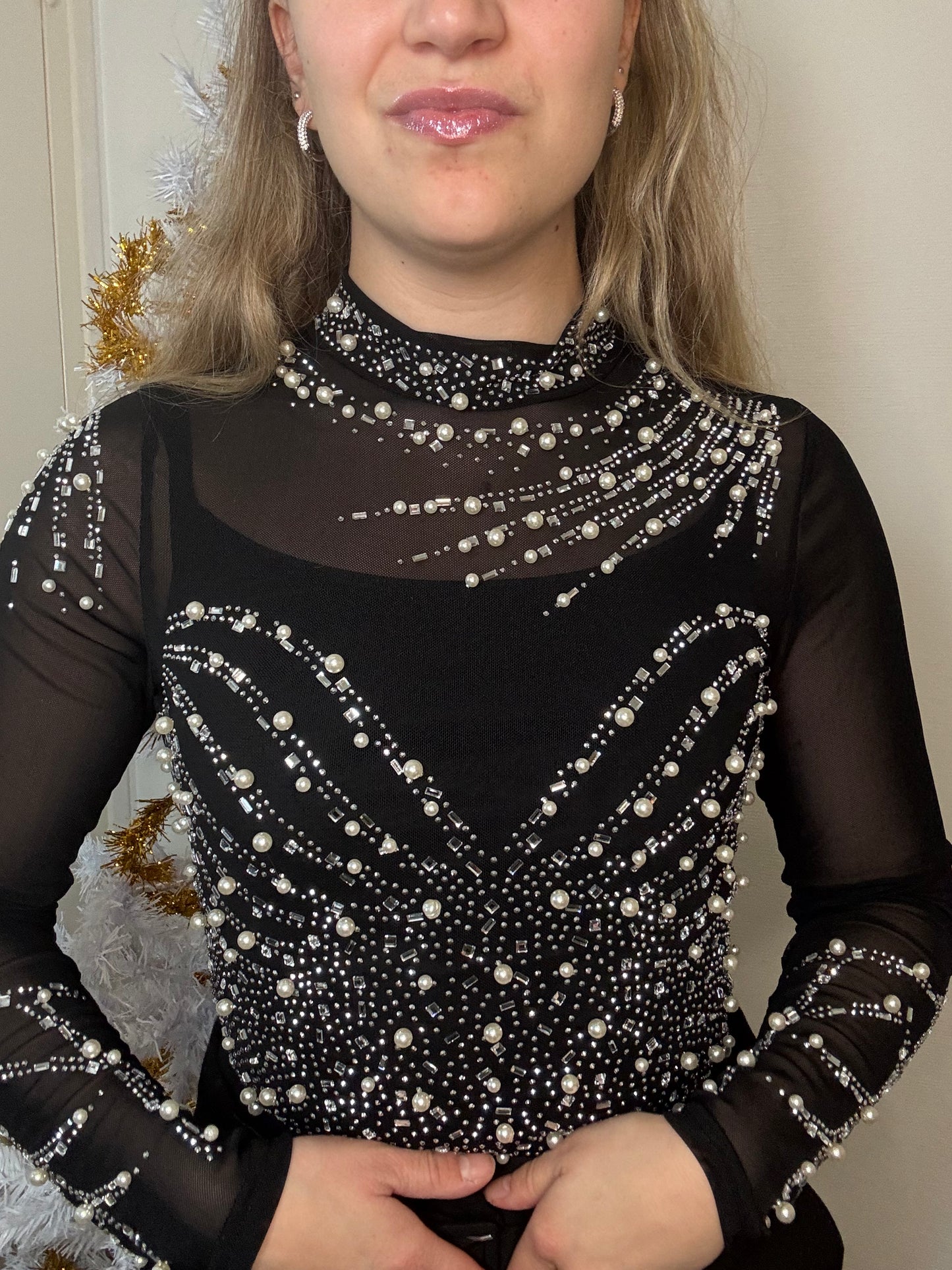 Body avec strass et perle